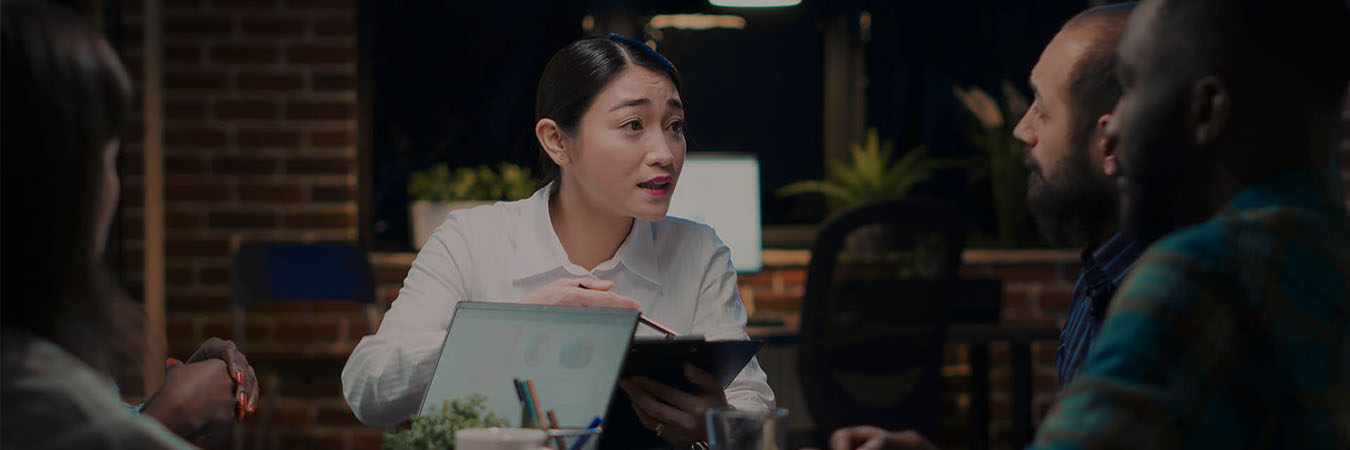 Team discussing in modern office